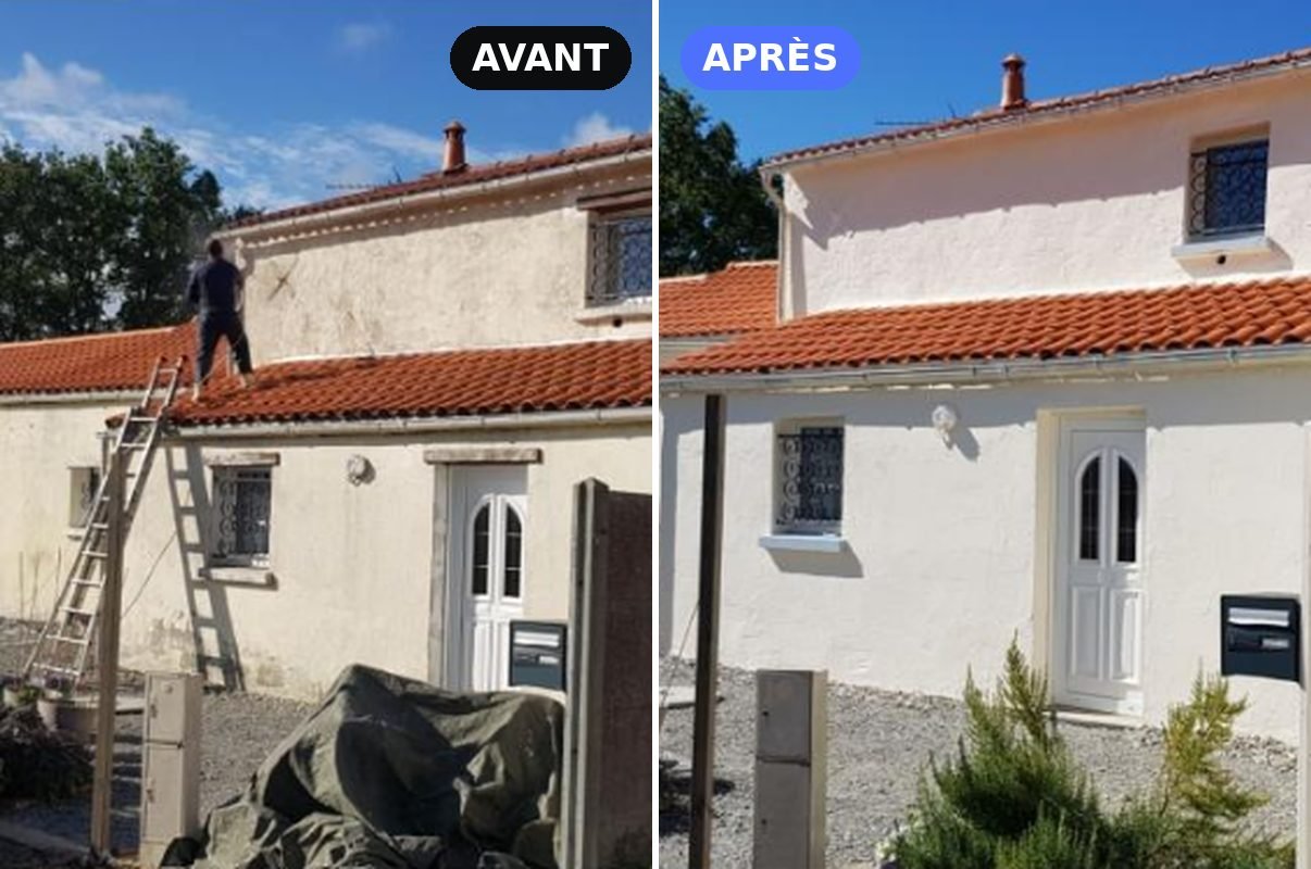 Avant et après la rénovation d'une longère enduite