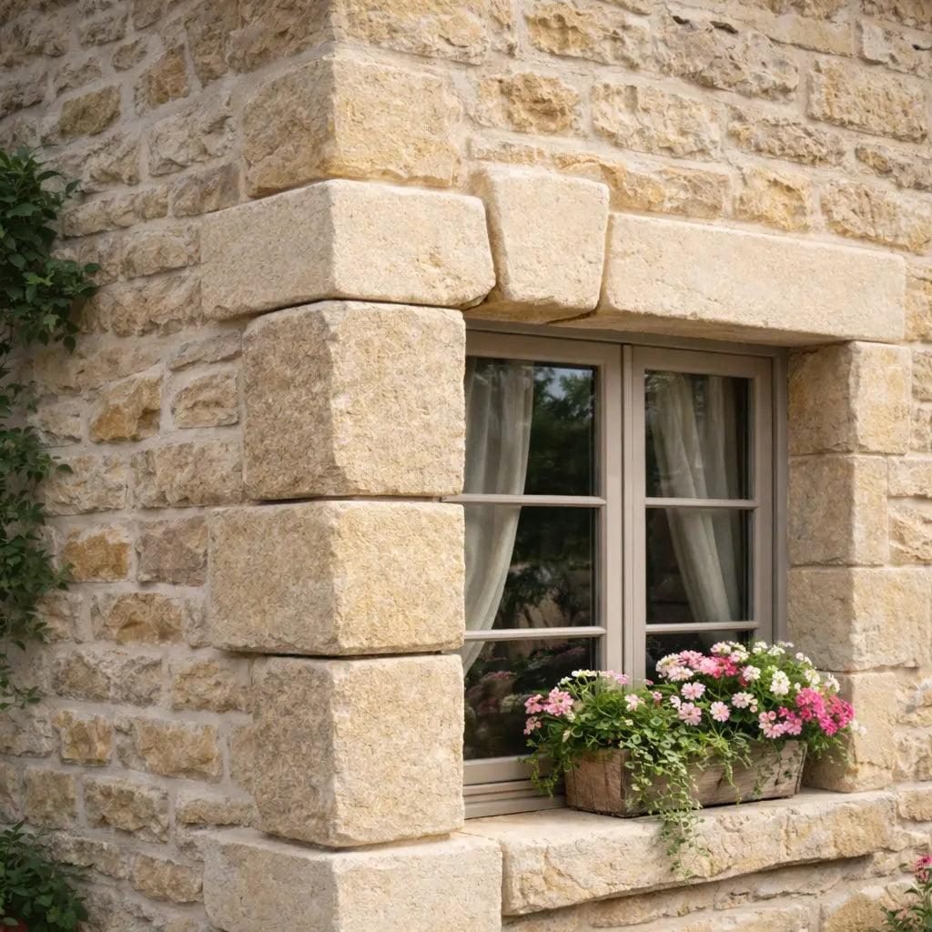 Encadrement de fenêtre en fausse pierre