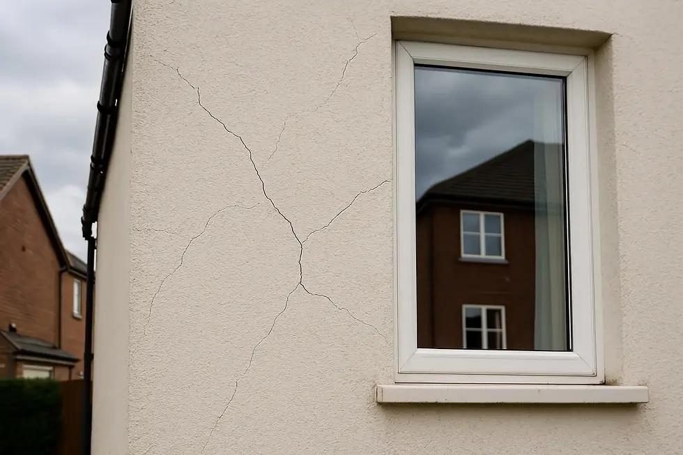 Fissures en biais aux angles d'une fenêtre